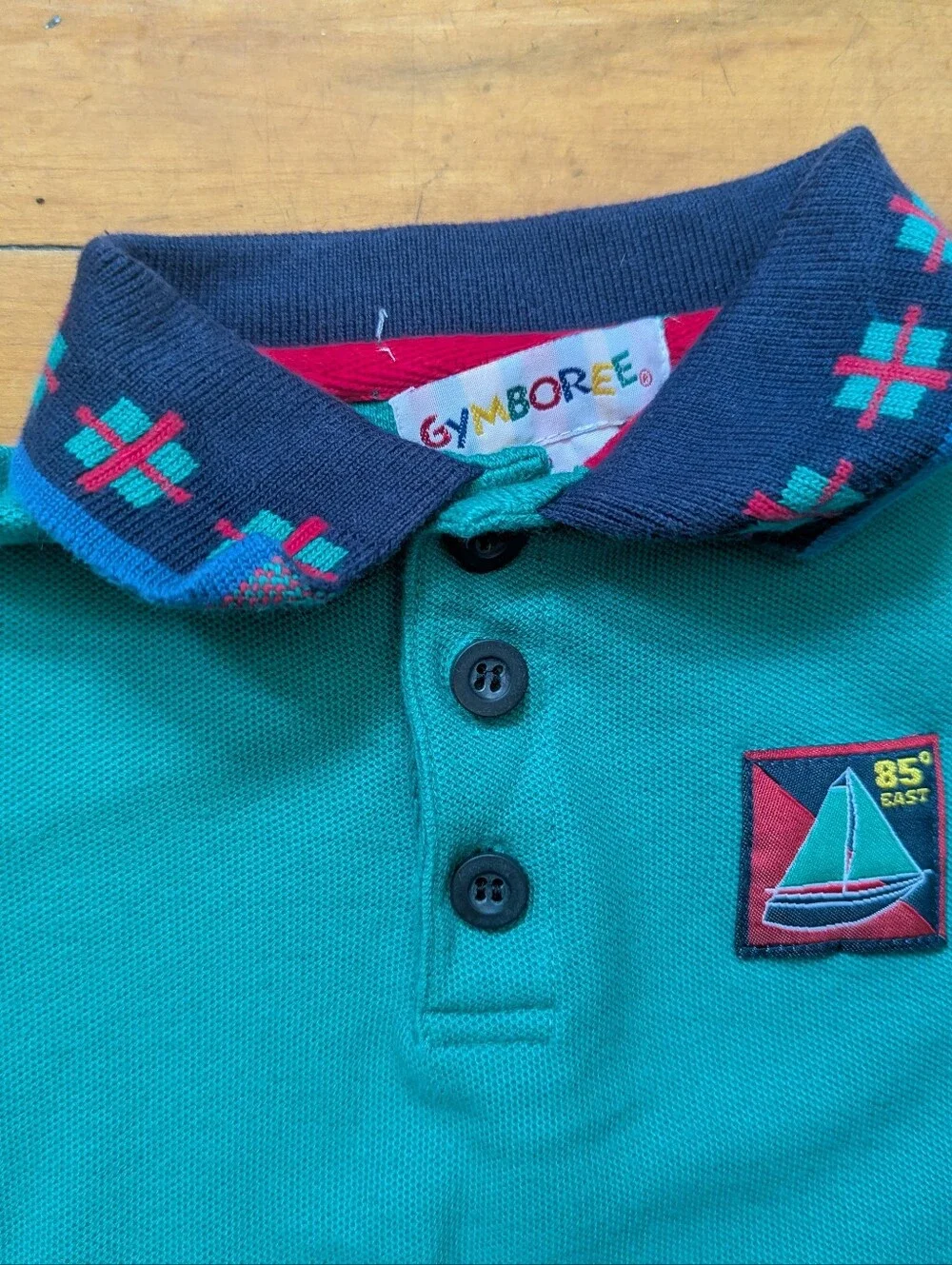 Vintage Rainbow Tag Gymboree Polo Collar Shirt Boat Colorblock Boys XS 90s 80s